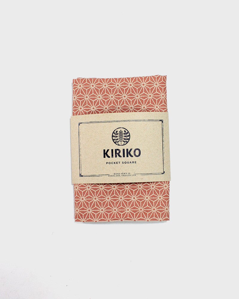 Kiriko Original Pocket Square, Coral Pink Asanoha - Image 2