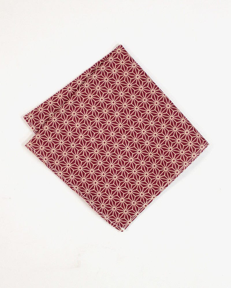 Kiriko Original Pocket Square, Burgundy Asanoha