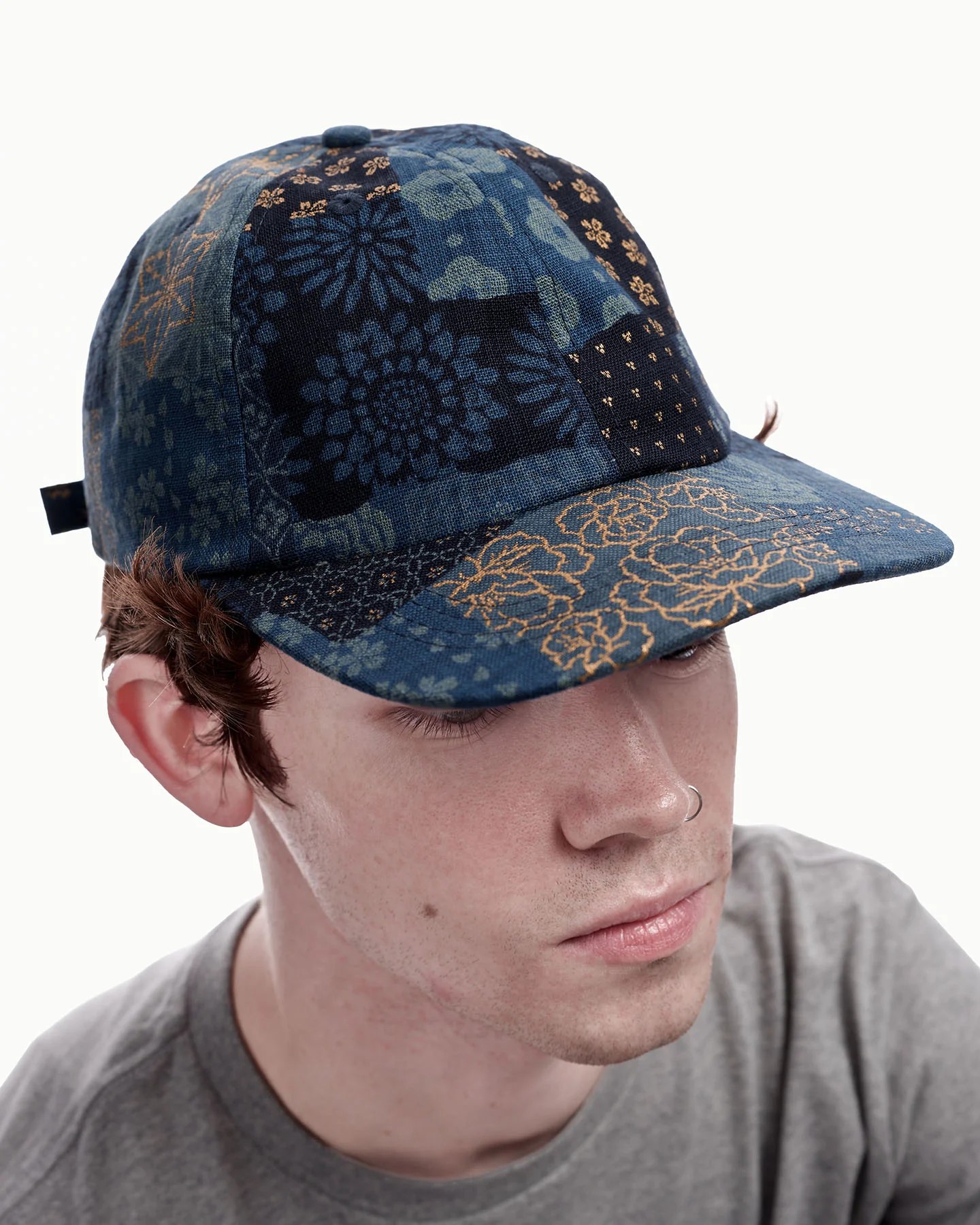 Kiriko Original Cap, 6-Panel, Multi Patchwork, Blue and Gold