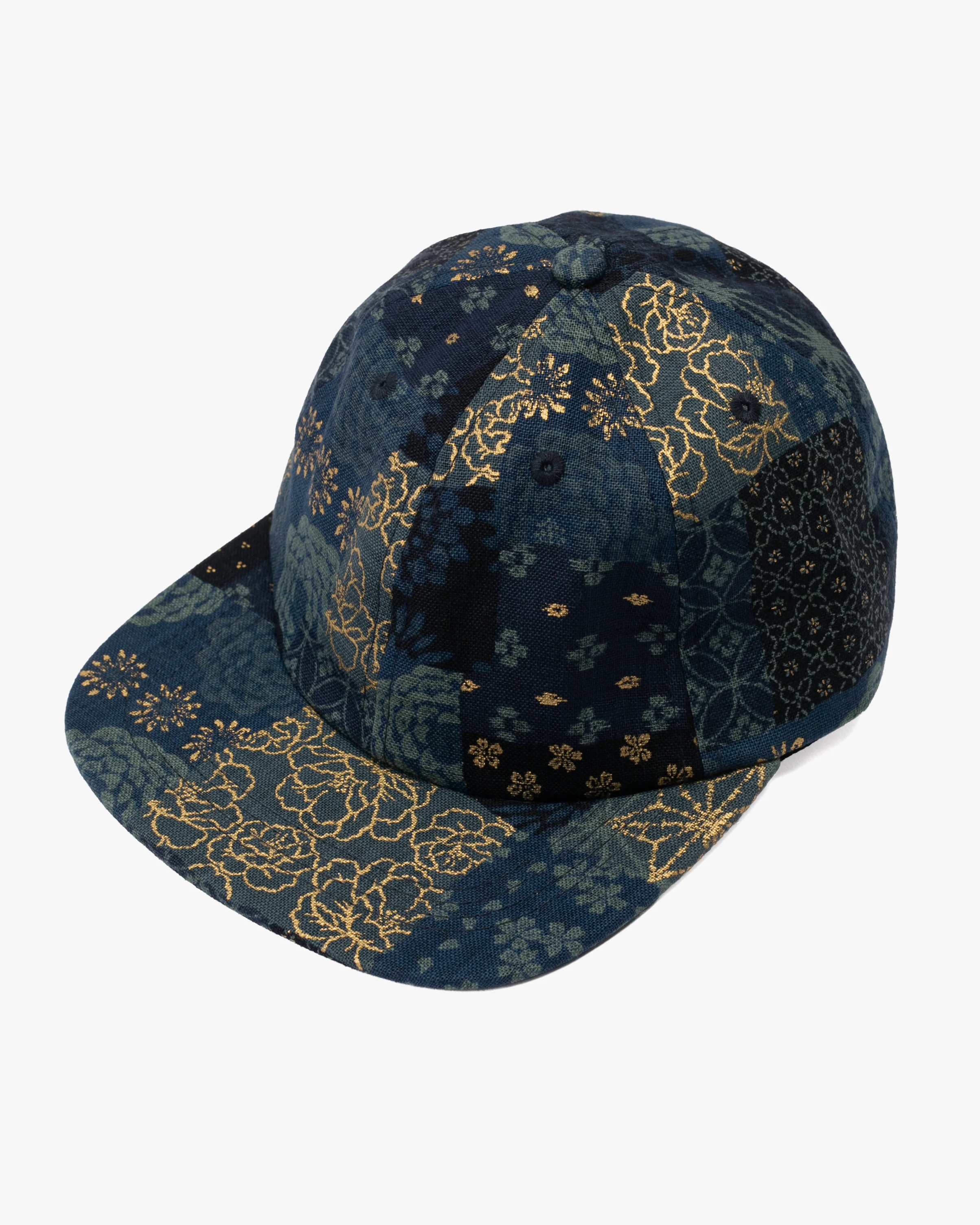Kiriko Original Cap, 6-Panel, Multi Patchwork, Blue and Gold - Image 2