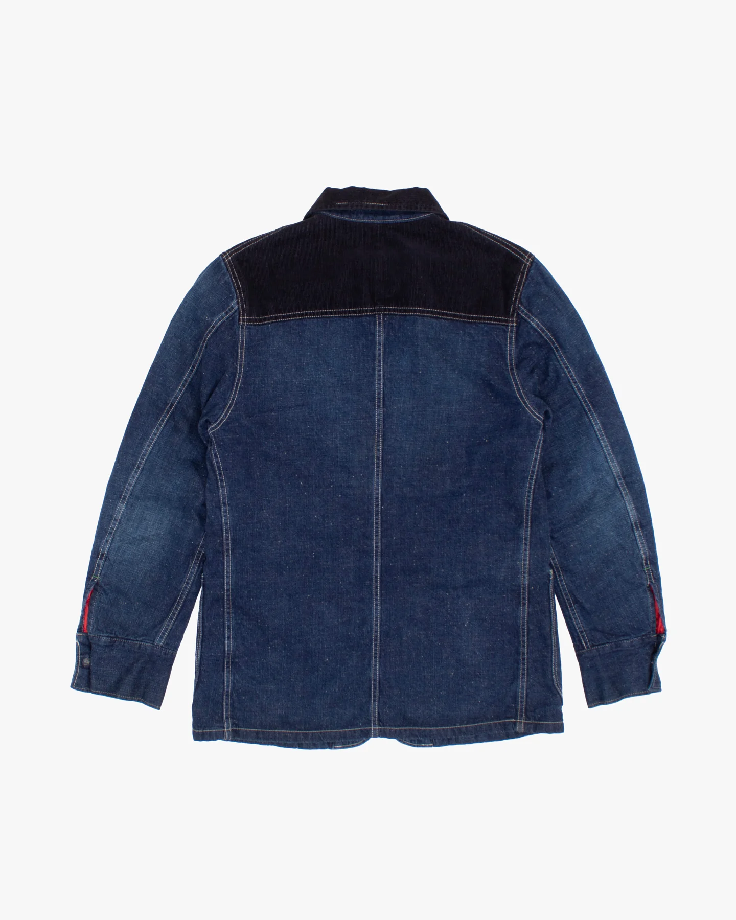 Japanese Repro Jacket, Blue Blue, Size 2, Black Cord Dark Wash Denim Mix - Image 5