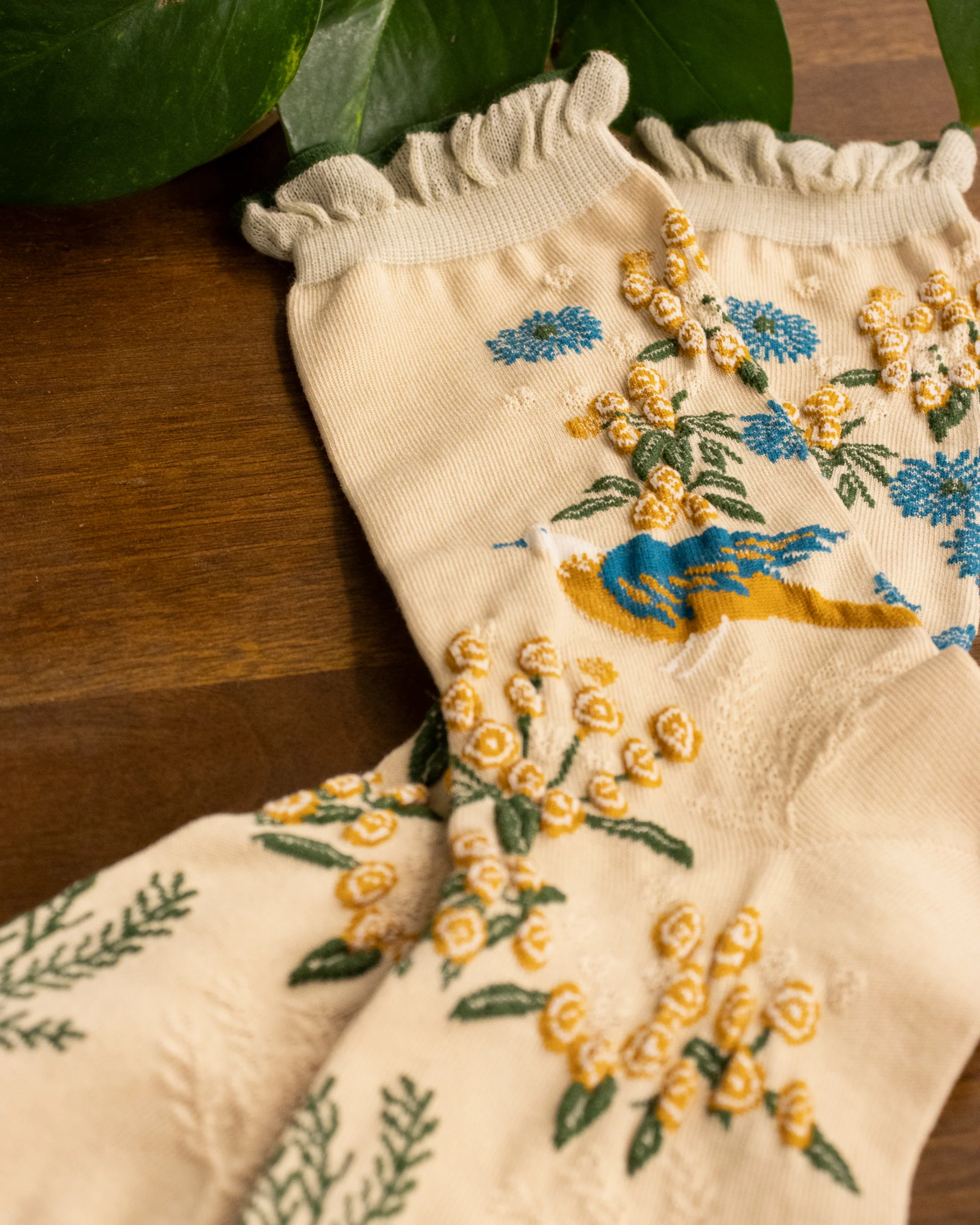Debby Co. Crew Socks, Andeotte Collection, Lina Beige - Image 2