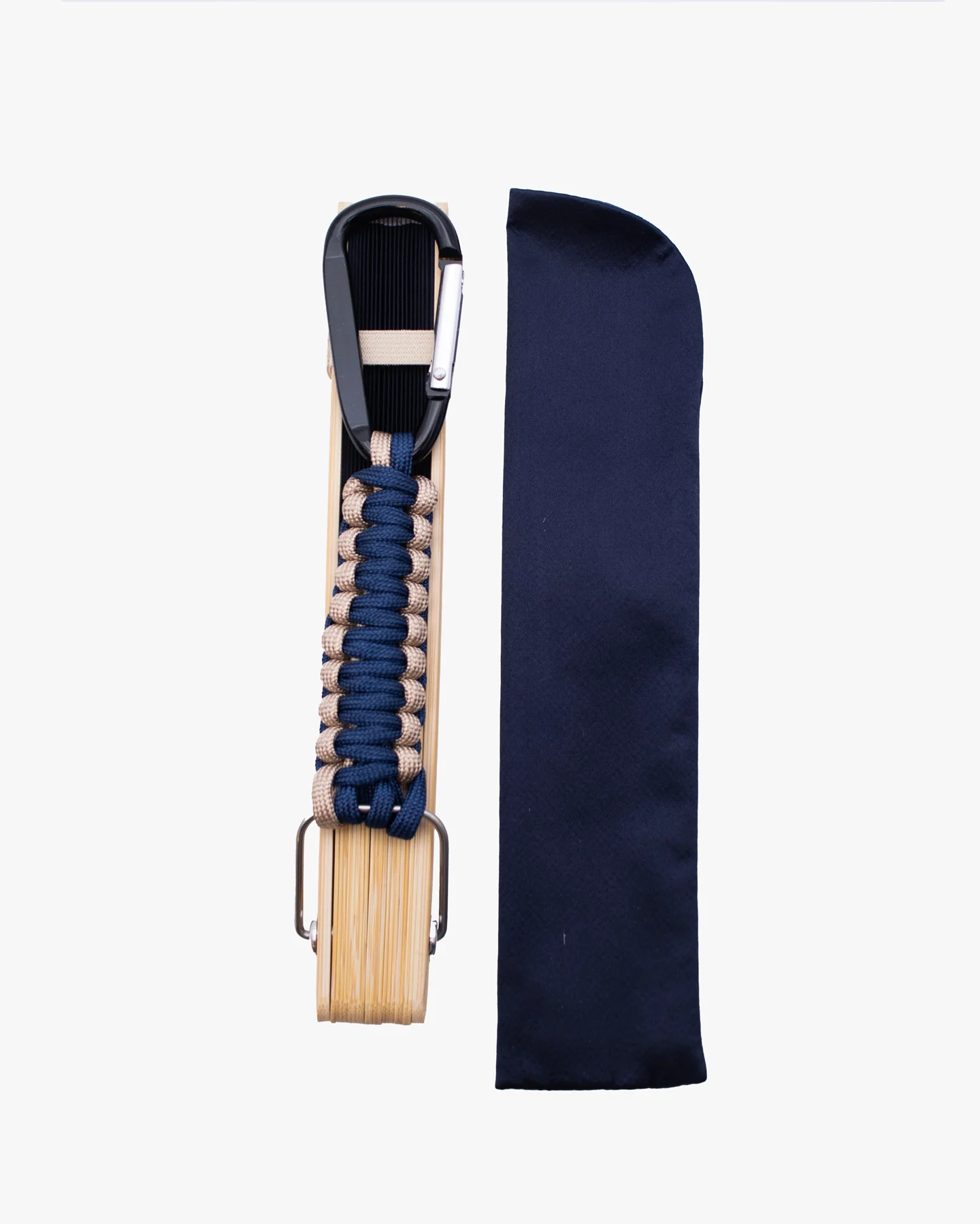 Wa-Modern, Hand Fan with Carabiner, Gold and Blue - Image 7