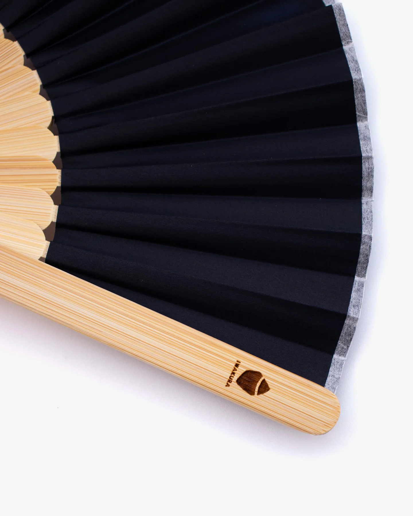 Wa-Modern, Hand Fan with Carabiner, Grey and Black - Image 2