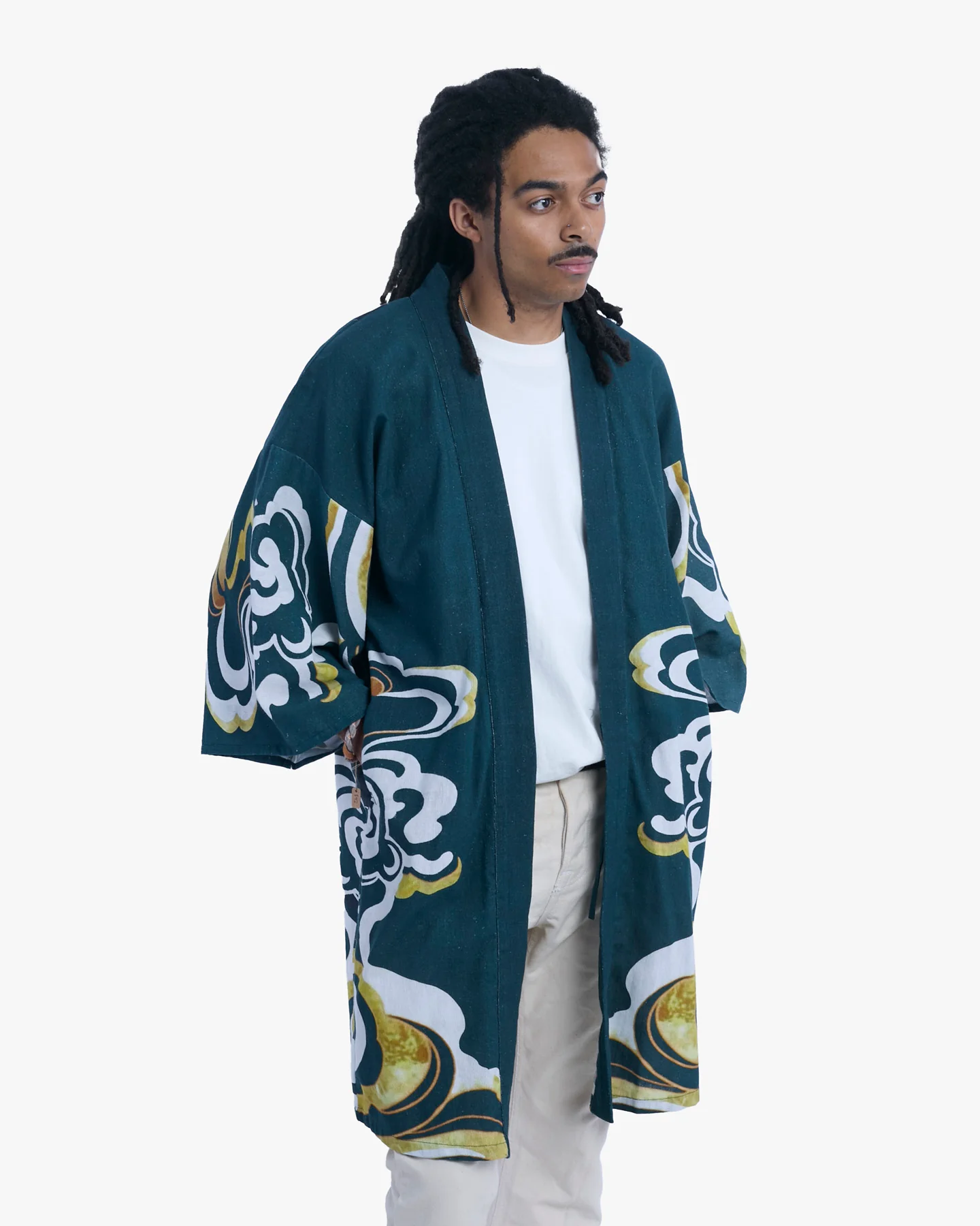 Wa-Modern, Long Haori Robe, Green - Image 3