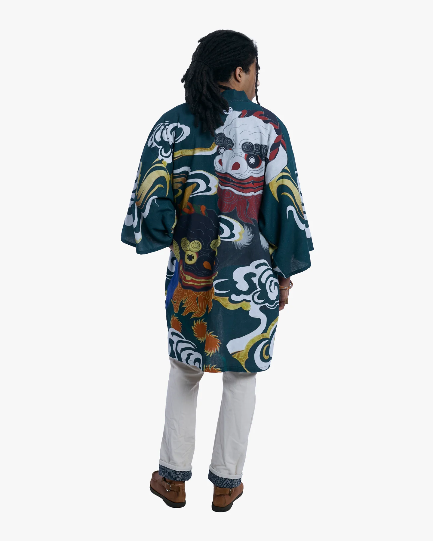 Wa-Modern, Long Haori Robe, Green - Image 4