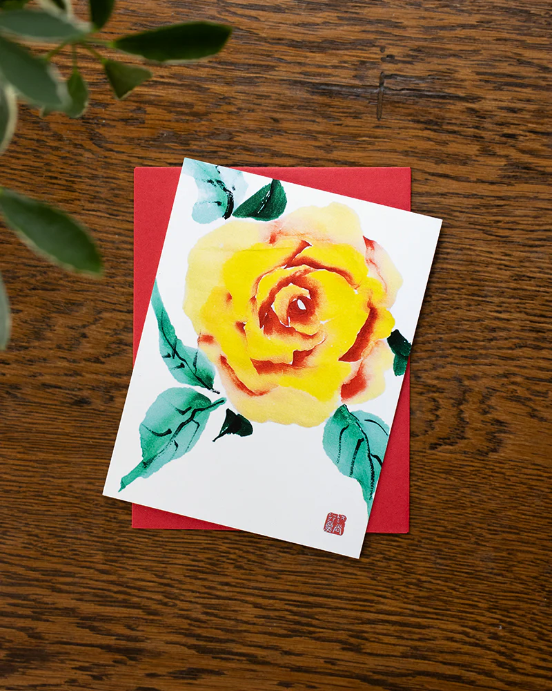 Greeting Cards, Card with Envelope, Yellow Portland City Rose