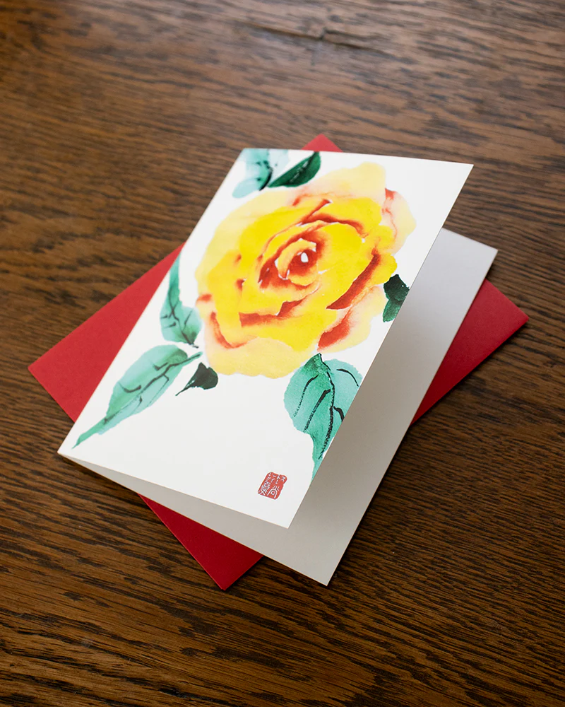 Greeting Cards, Card with Envelope, Yellow Portland City Rose - Image 2