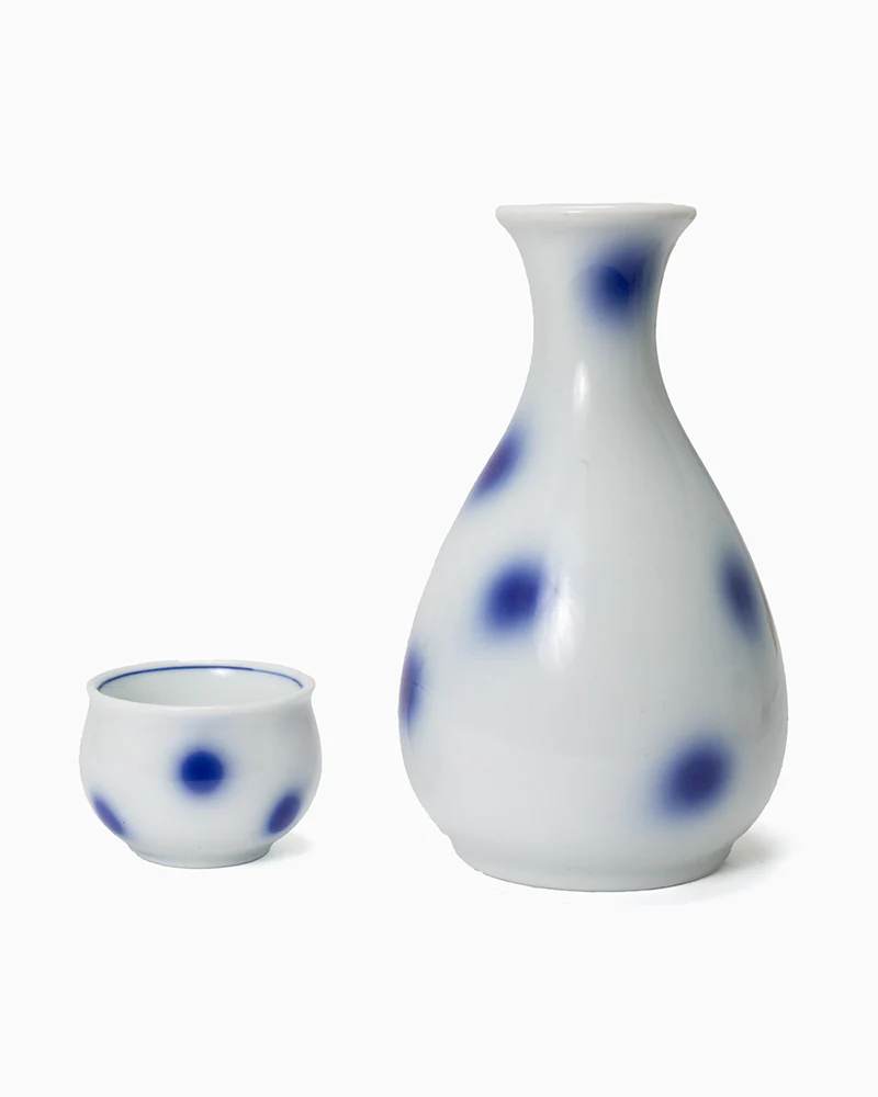 Sake Cup, Ichiyama, White with Blue Dots - Image 5