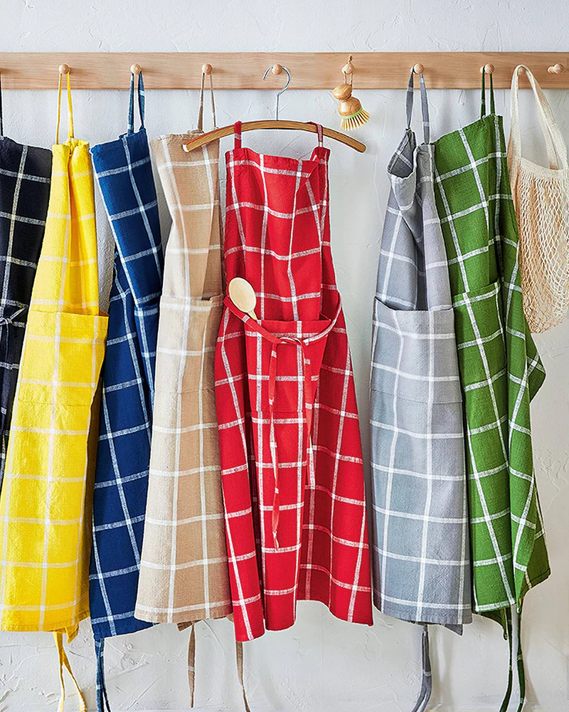 Tag, Classic Check Slub Apron, Gray - Image 3