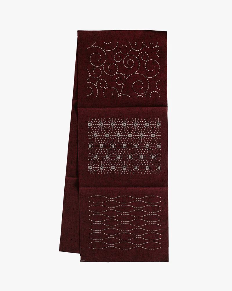 Sashiko Patch, Kofu-Tsumugi, Deep Red - Image 2