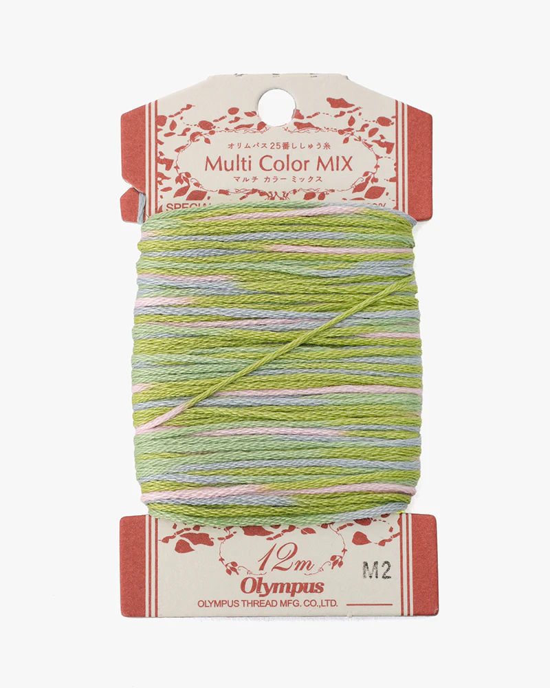 Sashiko Thread, Multi Color Mix, Green Pink - Image 2