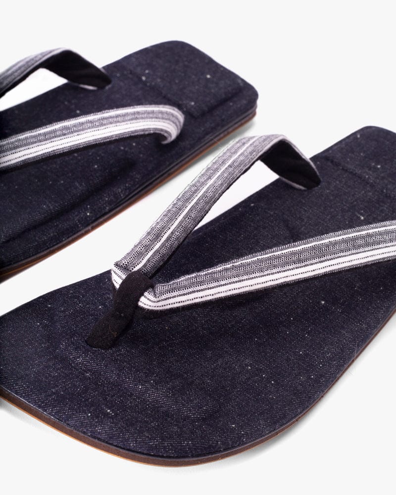 Yamato Kobo, Setta Sandals, White and Navy Shima, Shijira Weave with Okayama Denim - Image 4