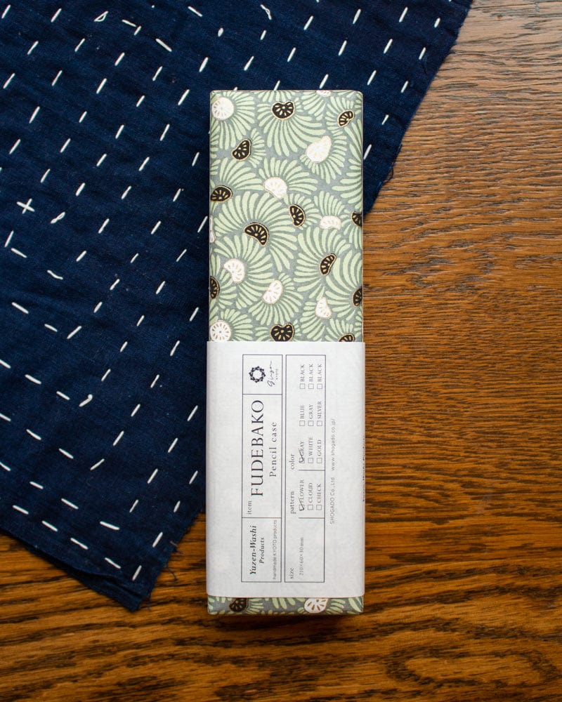 Shogado Pencil Box, Ginger Series, Flower Gray