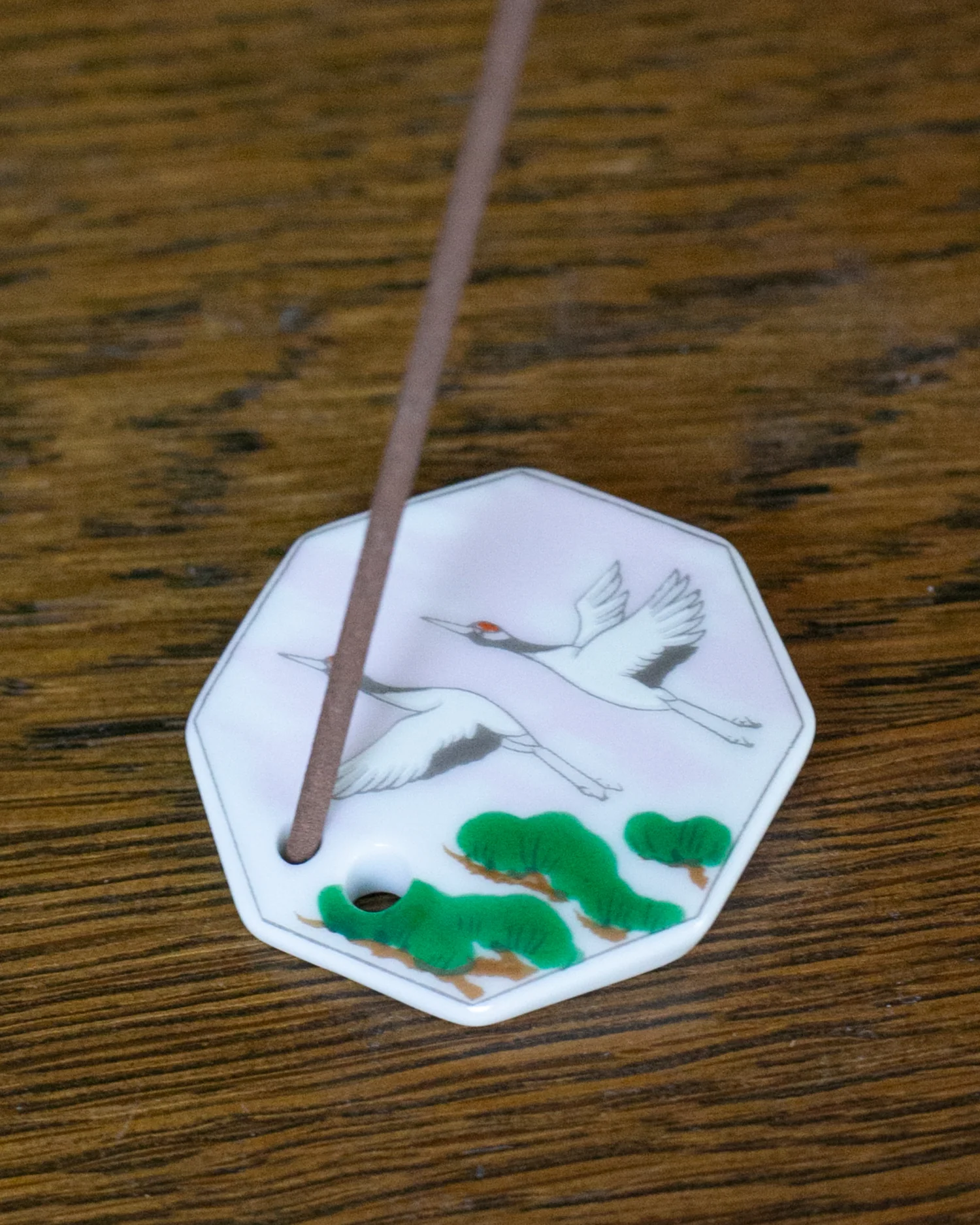 Shoyeido Incense Holder, Porcelain Tile, Spring Cranes - Image 2