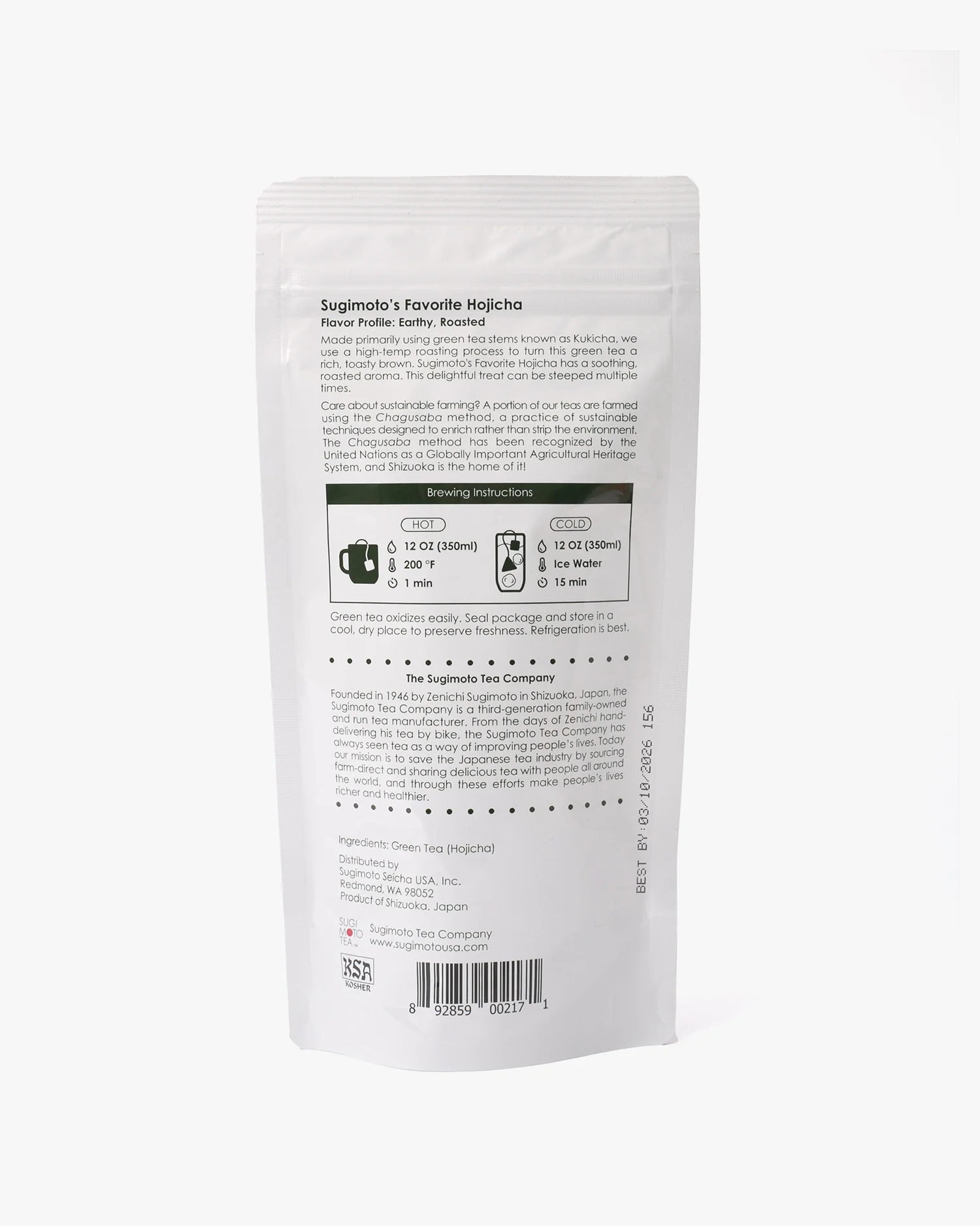 Sugimoto, Tea Bags, Hojicha Roasted Green Tea - Image 3