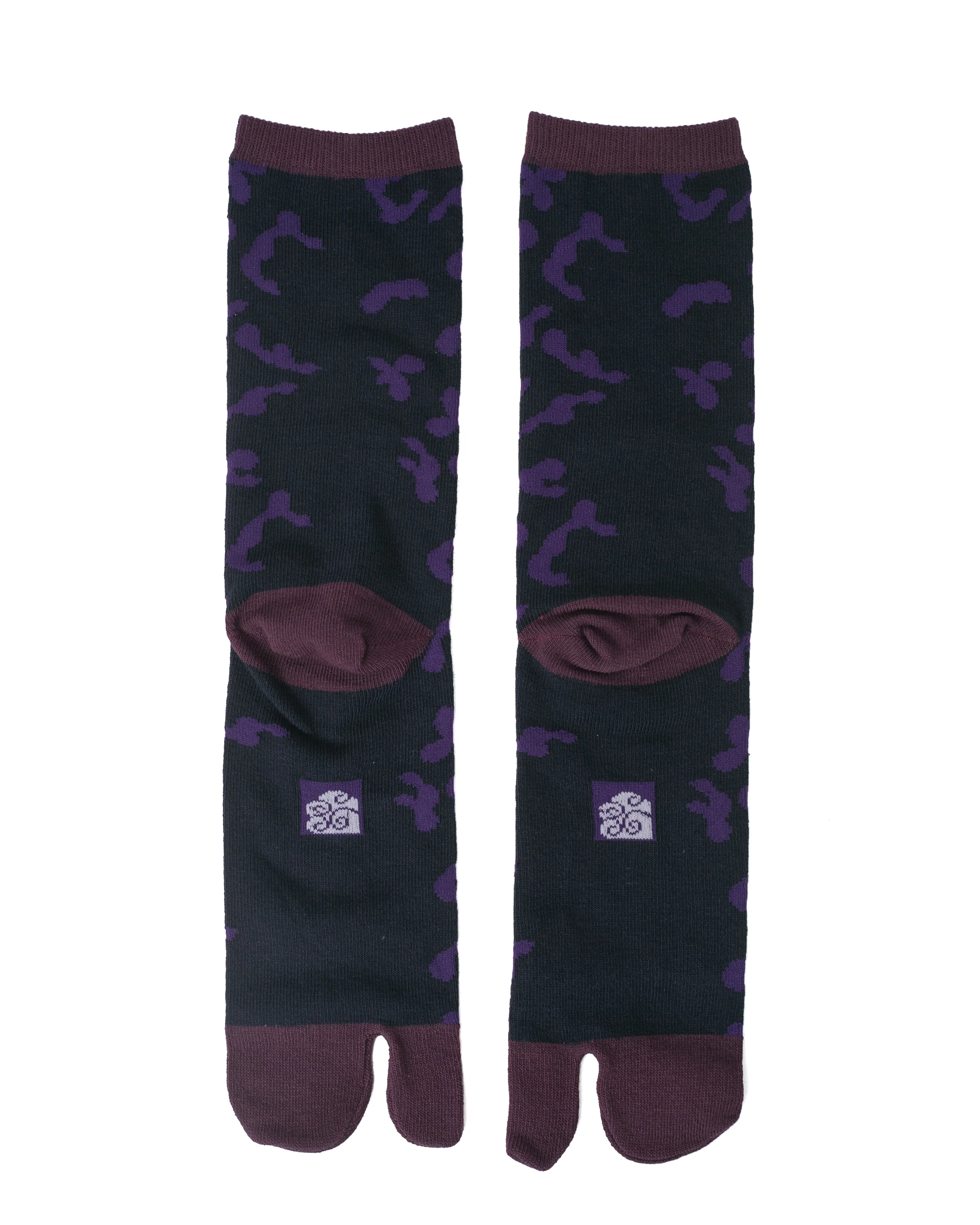 Wa Modern, Tabi Socks, Crew, Black with Purple Hyotan (M/L) - Image 3
