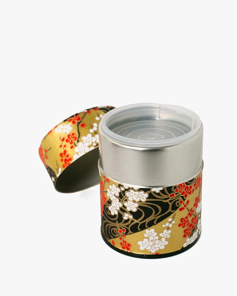 Tea Canister, Theanine, Washi Paper, Gold and Black - Image 4