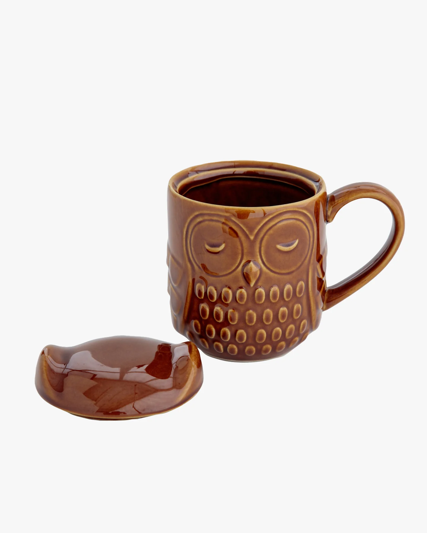 Mug Cup with Lid, Bisque, Forest Owl - Image 4