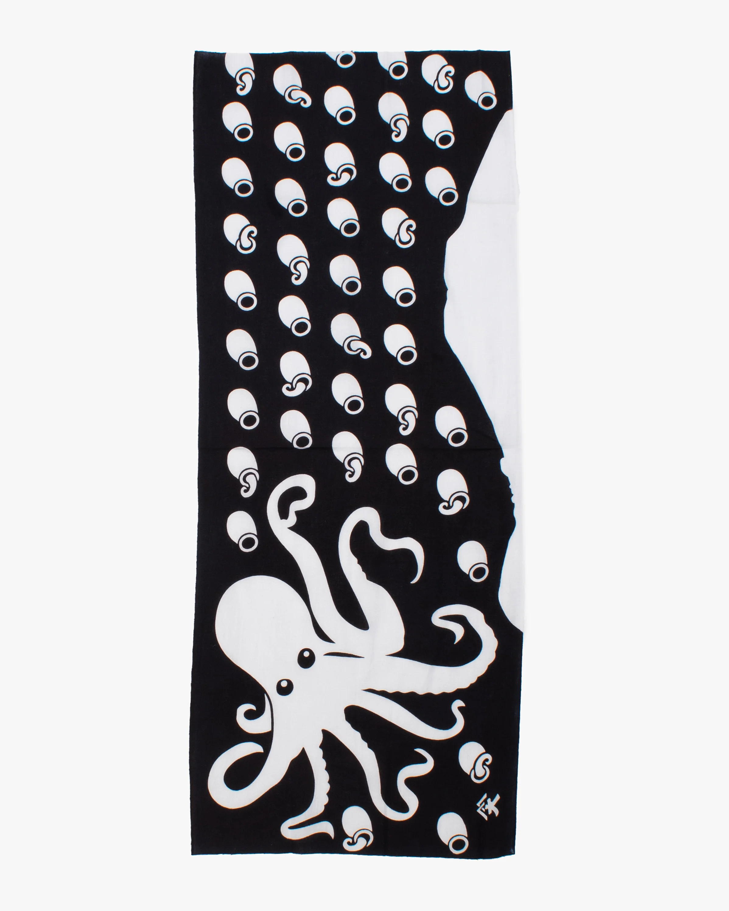 Okawahara, Tenugui, Octopus, Black and White - Image 2