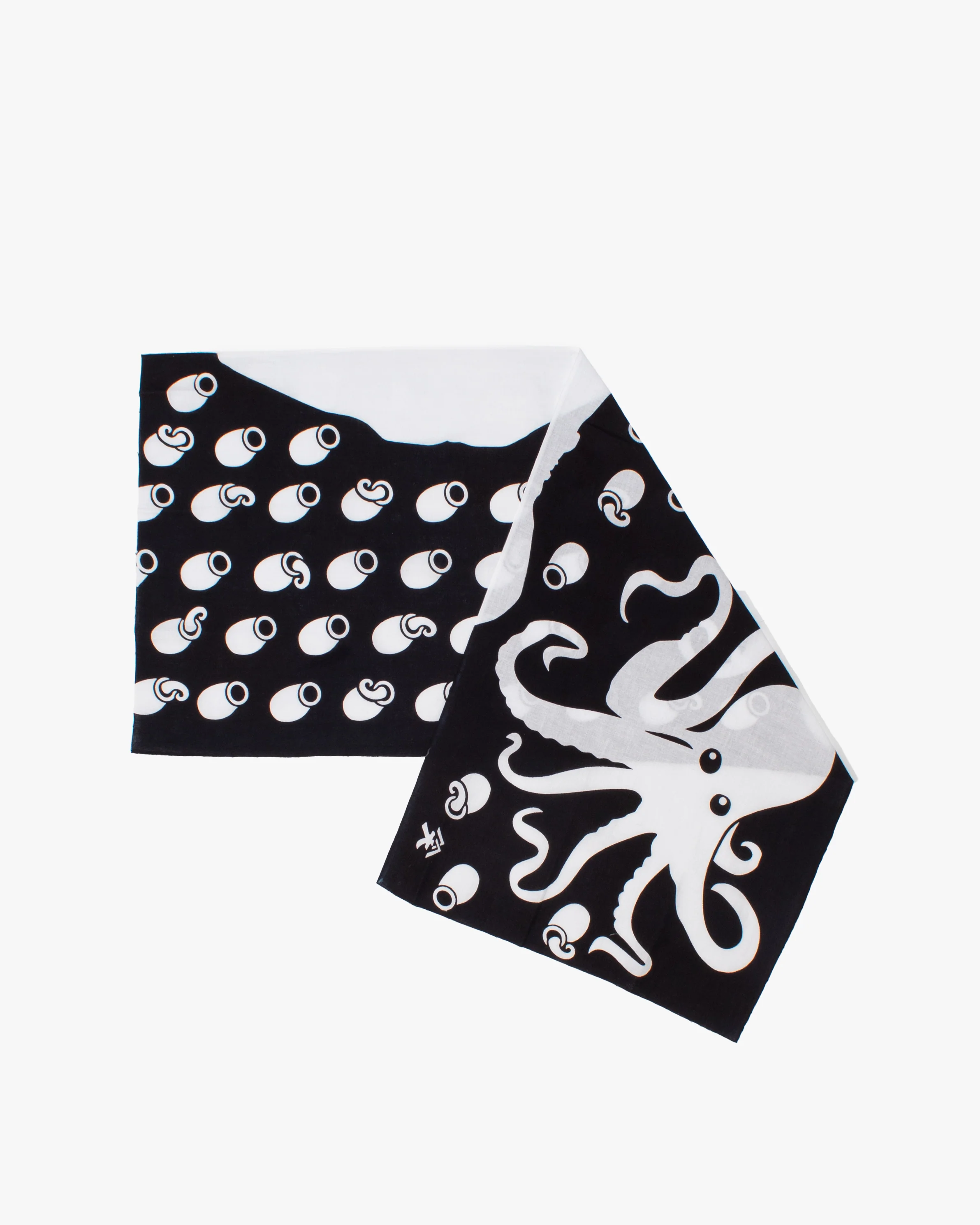 Okawahara, Tenugui, Octopus, Black and White - Image 3