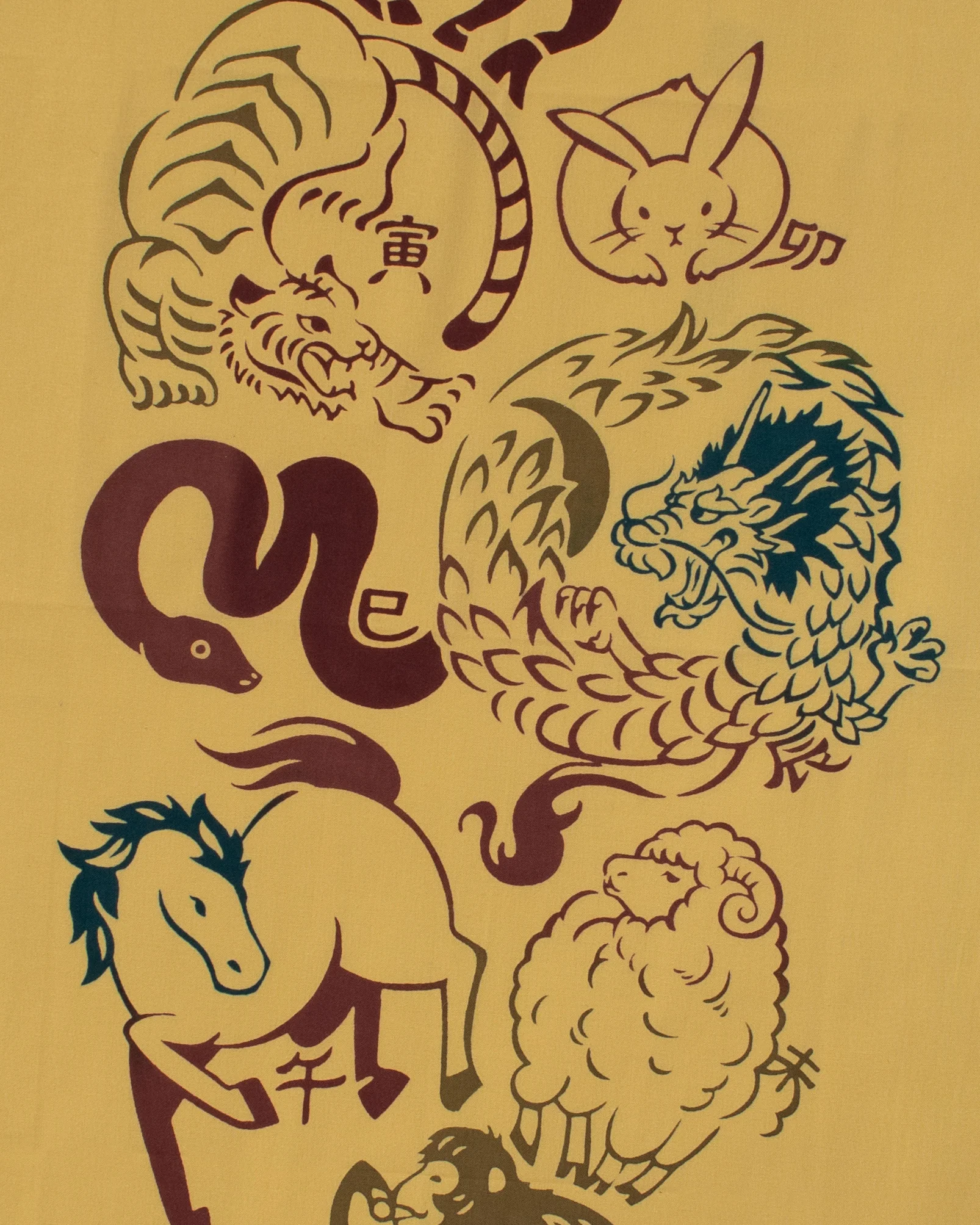 Tenugui, Chusen-Zome, Yellow Chinese Zodiac - Image 3
