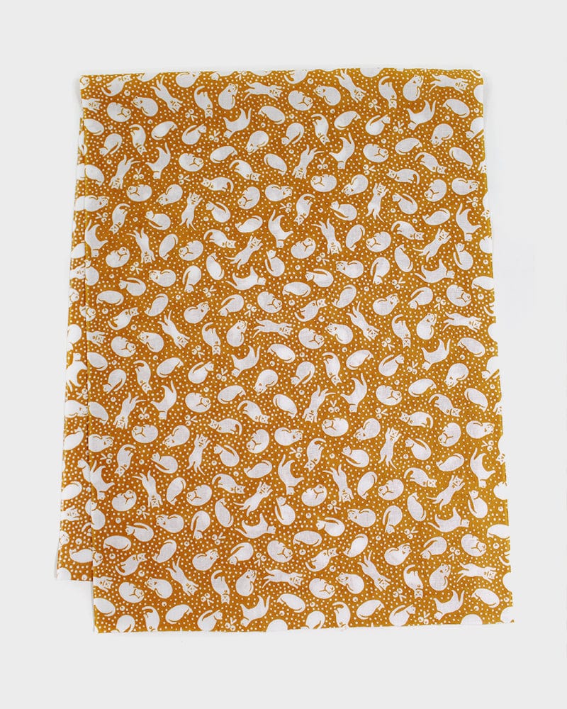 Tenugui, Classic, Komon, Orange Neko - Image 2