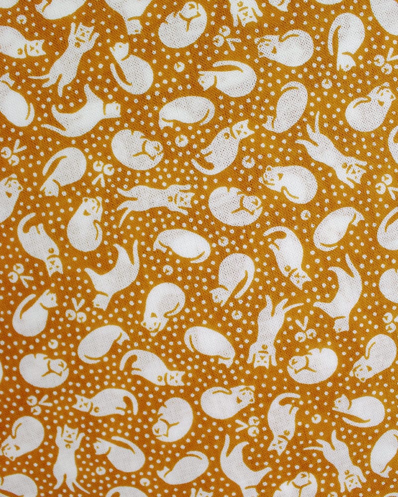 Tenugui, Classic, Komon, Orange Neko - Image 3