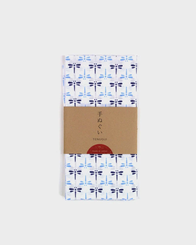 Tenugui, Classic, Komon, White with Blue Tonbo