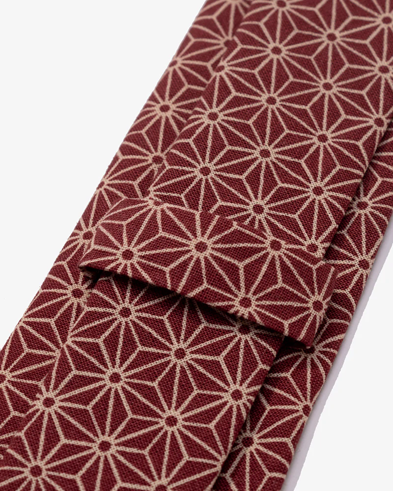 Kiriko Original Tie, Burgundy Asanoha - Image 5