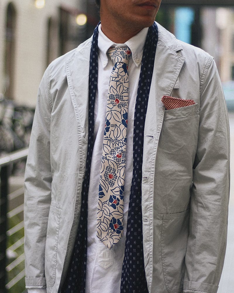 Kiriko Original Tie, Cream Tsubaki
