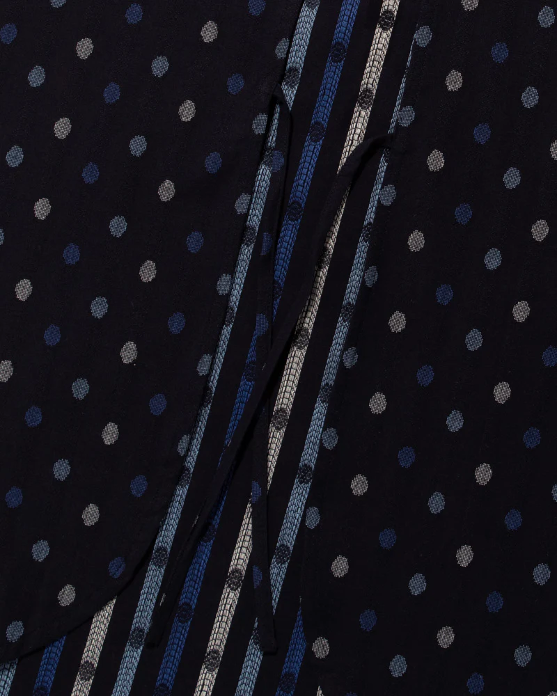 ToK Japanese Apron, Pocket, Indigo with Multi-Blue Polka Dots - Image 7