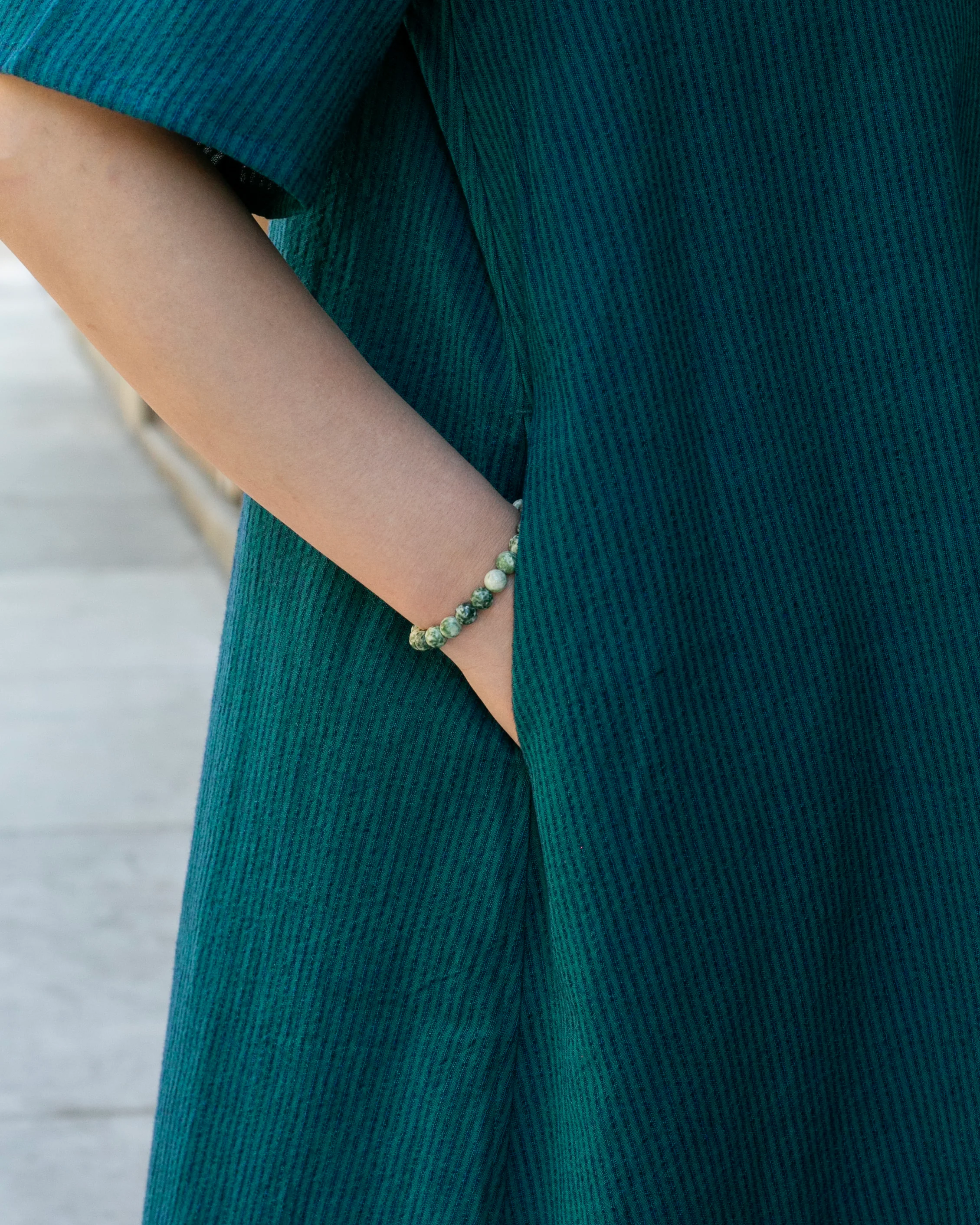 ToK Long Dress, Oversized, Teal with Indigo Shima - Image 3