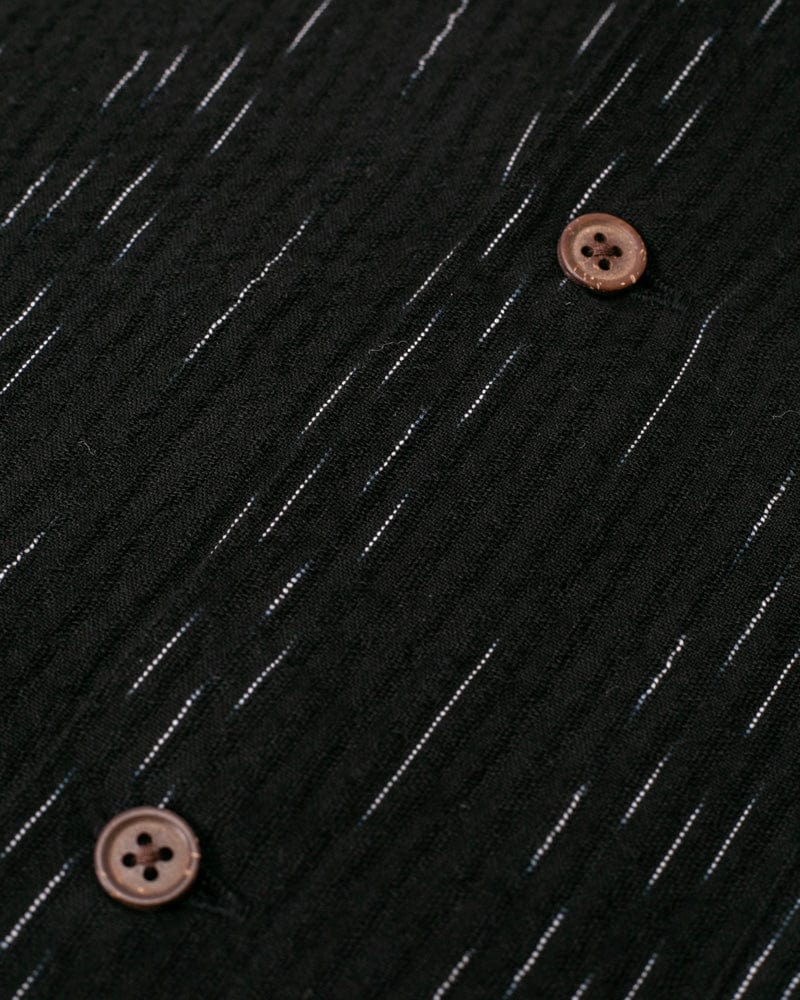 ToK Shirt, Short Sleeve Button-Up, Open Collar, Black Faded Shima - Image 10