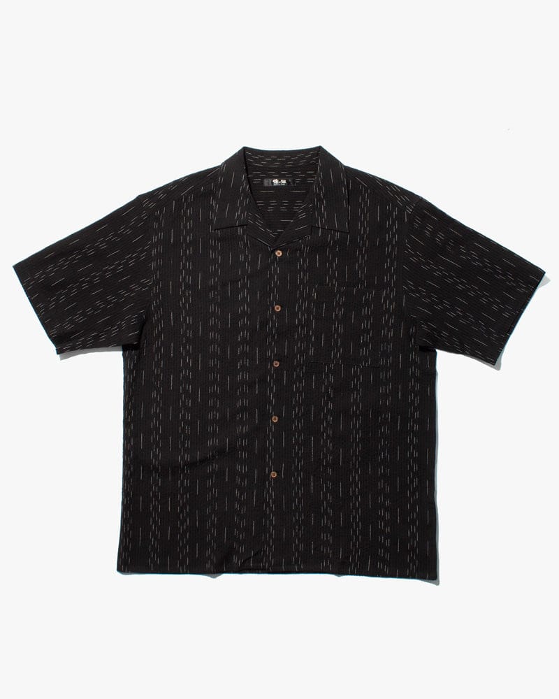 ToK Shirt, Short Sleeve Button-Up, Open Collar, Black Faded Shima - Image 5