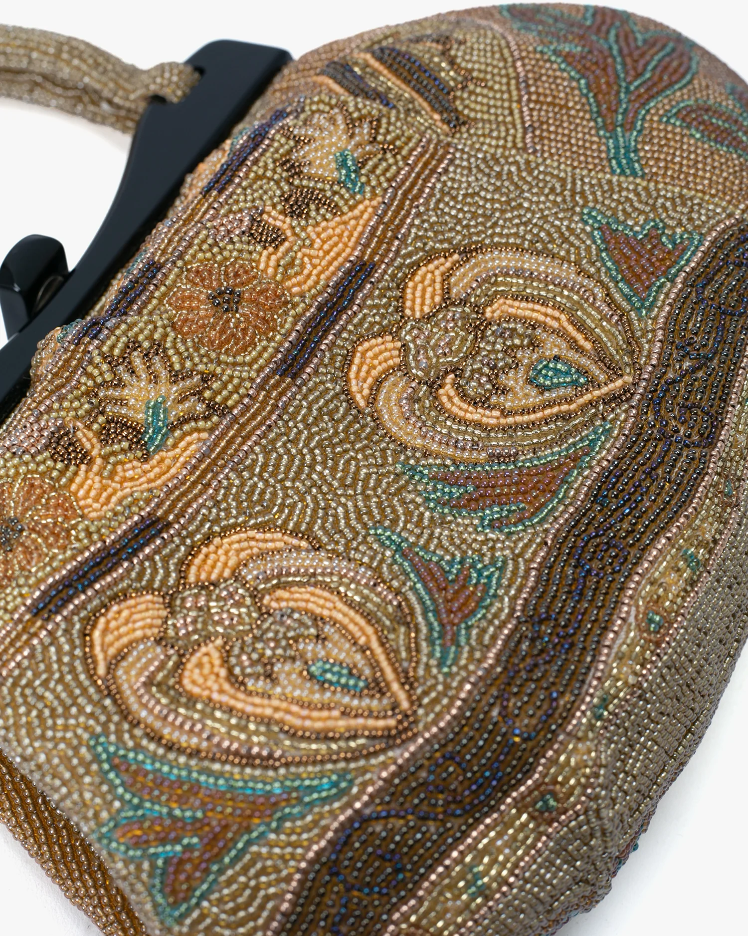 Vintage Bag, Purse, Beaded, Gold with Multi Designs and Clasp - Image 5