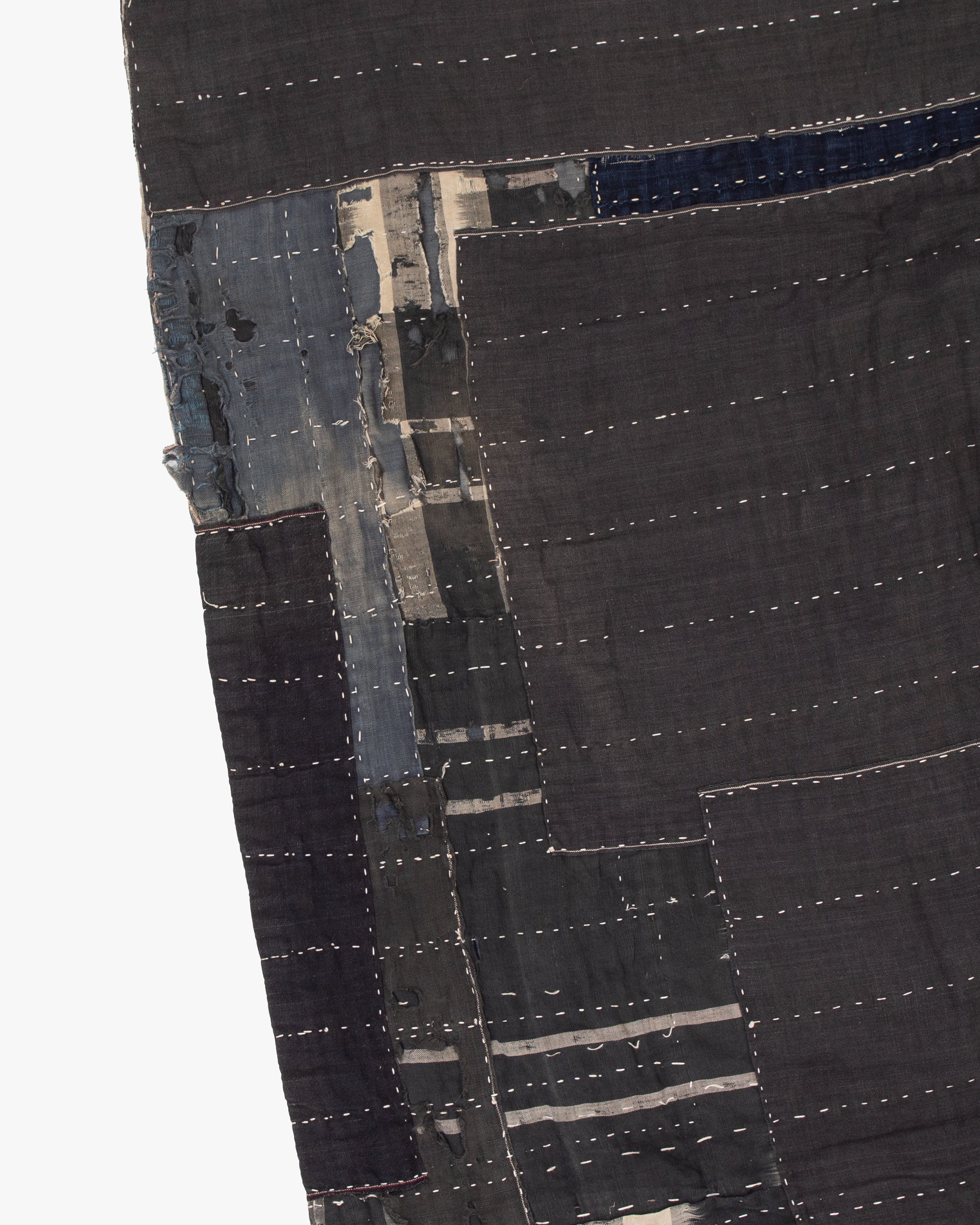 Vintage Boro Blanket, Indigo and Gray Patchwork - Image 6