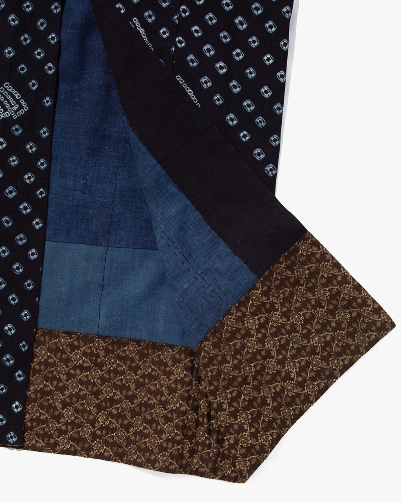 Vintage Kimono Jacket, Indigo with White Diamond Pattern - Image 14