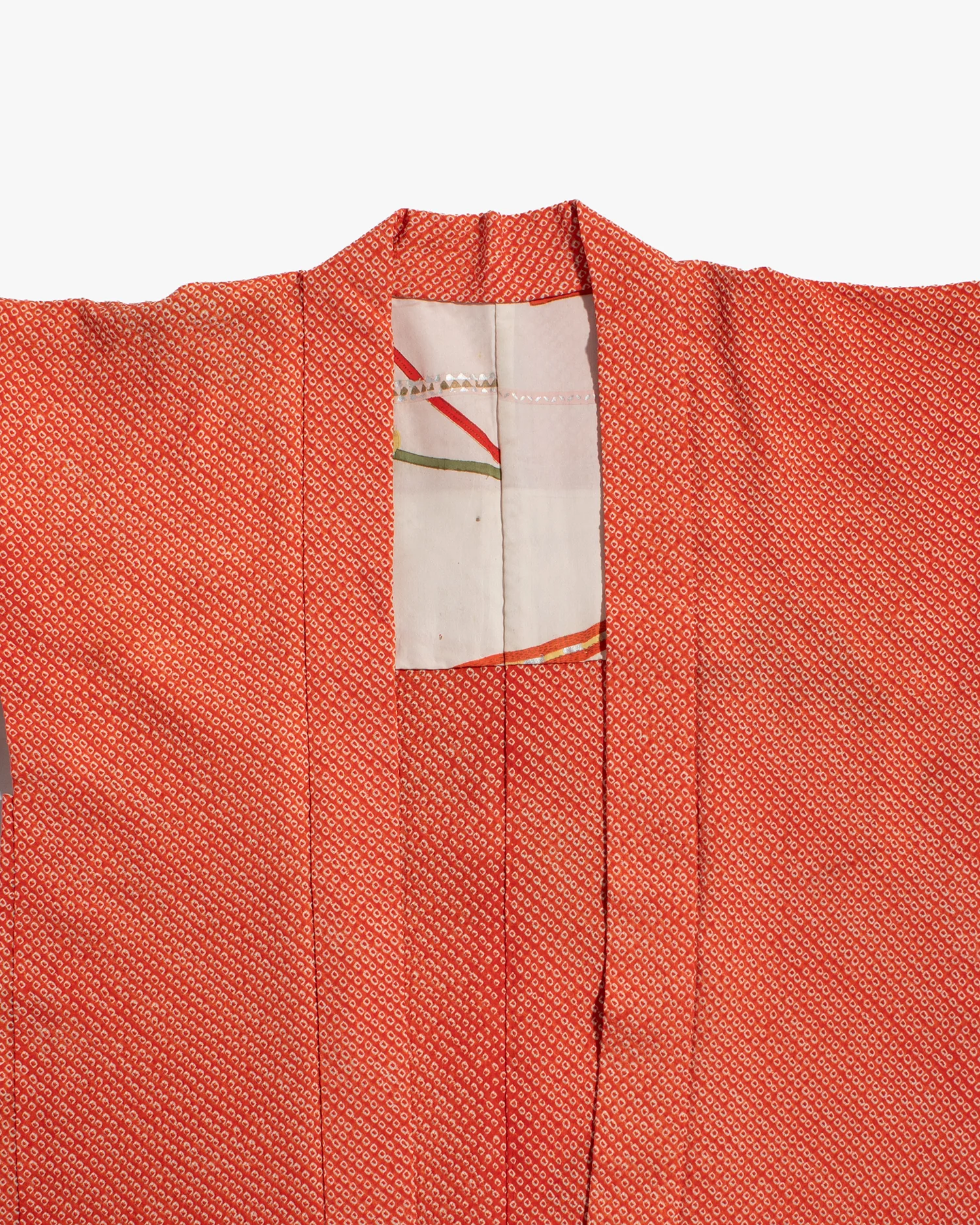 Vintage Haori Jacket, Full Shibori, Orange with Abstract Details - Image 3