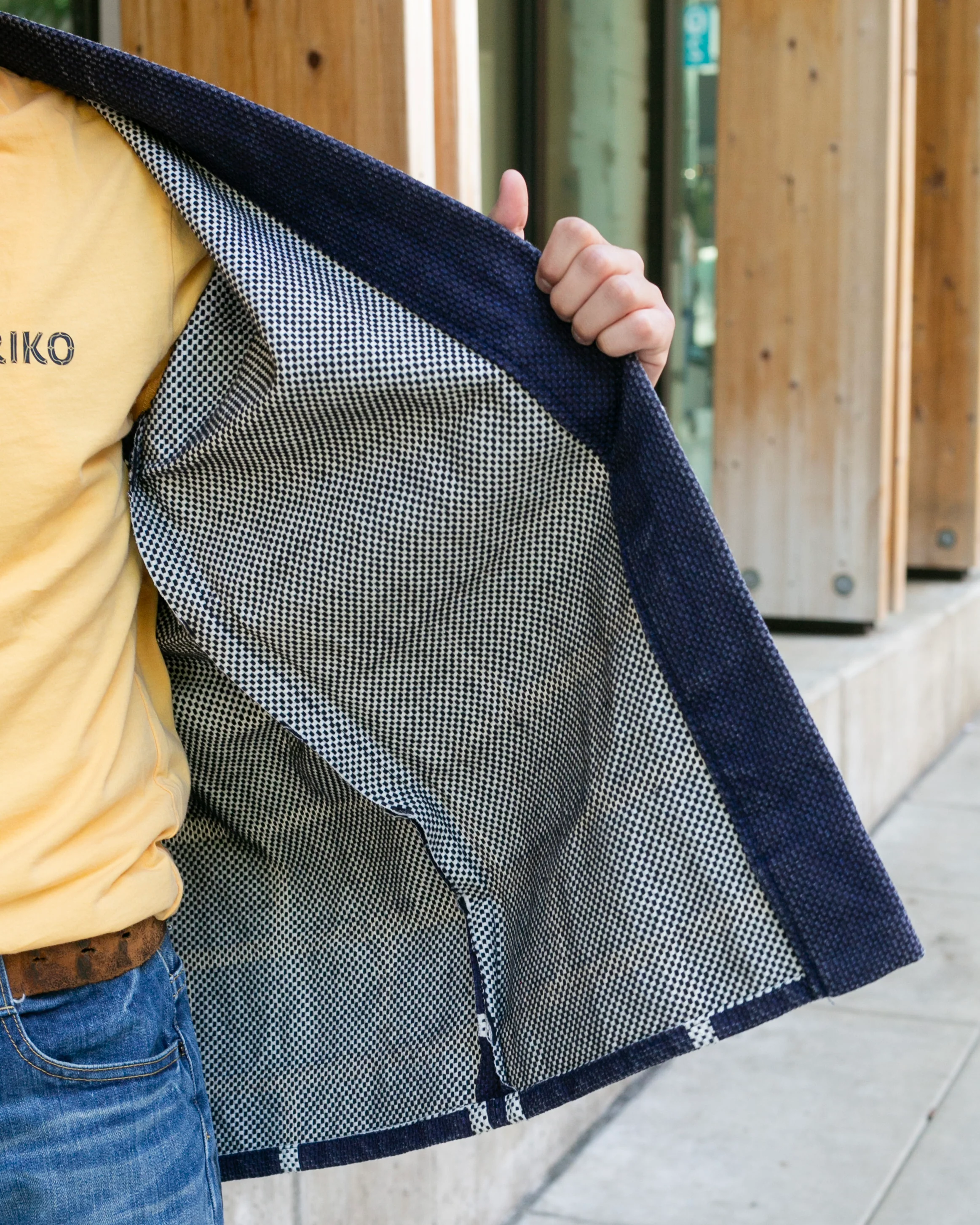Vintage Happi Jacket, Navy Sashiko with Red and White, Ichi - Image 5