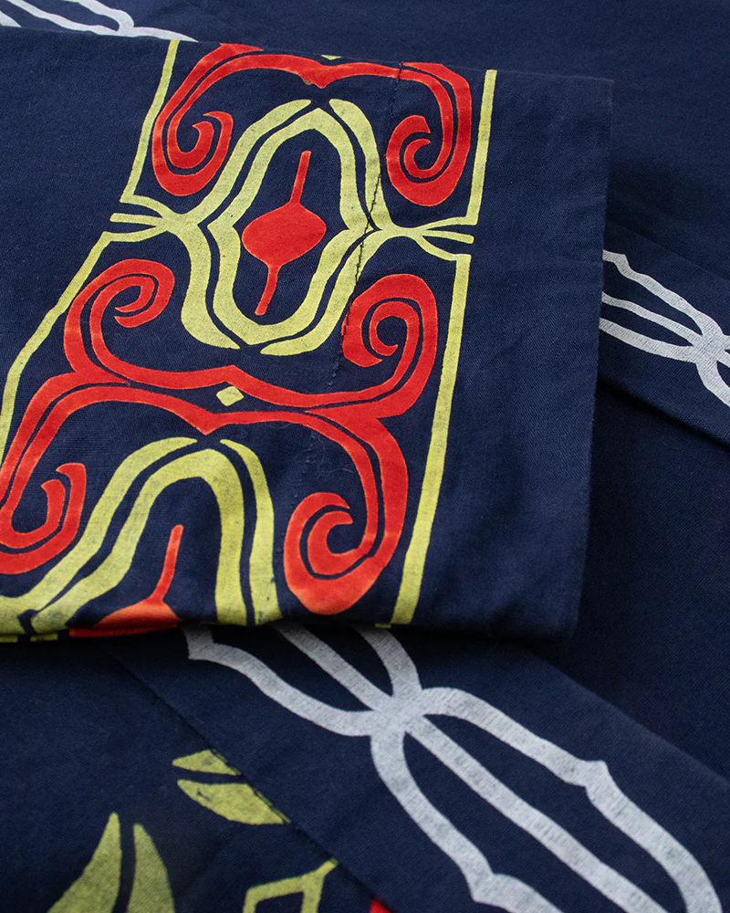 Vintage Ainu Jacket, Navy with Faded Red and Gold - Image 7