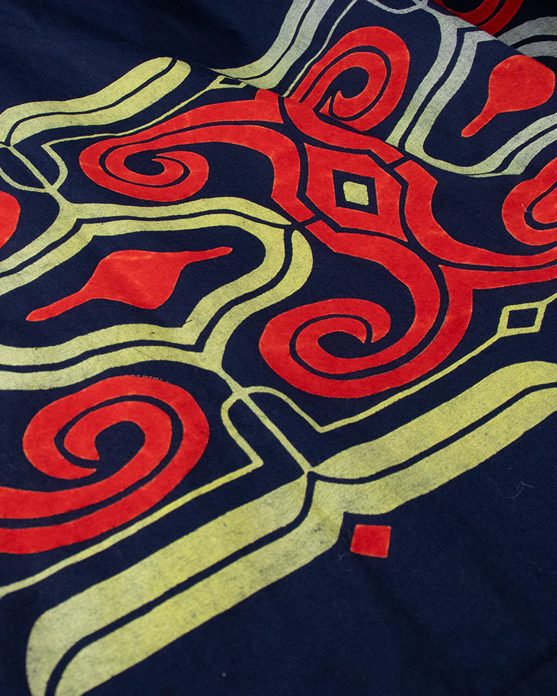Vintage Ainu Jacket, Navy with Faded Red and Gold - Image 9