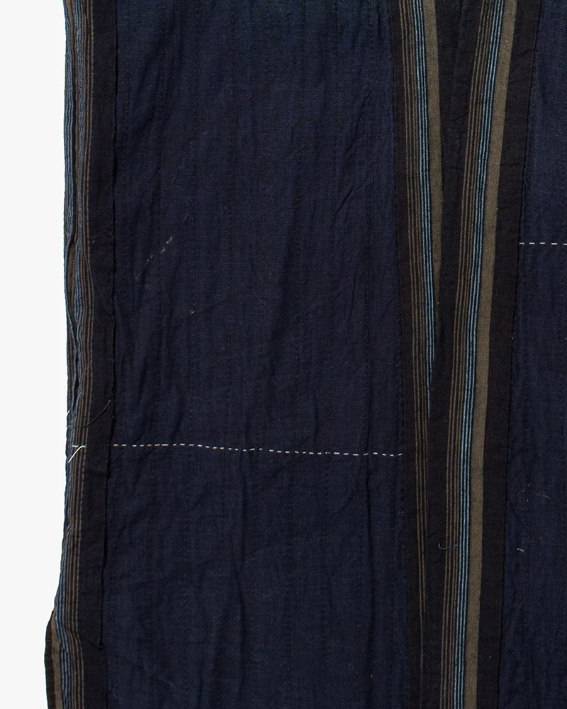 Vintage Noragi Jacket, Partially Sashiko Stitched, Indigo with Blue and Gray Stripes - Image 13