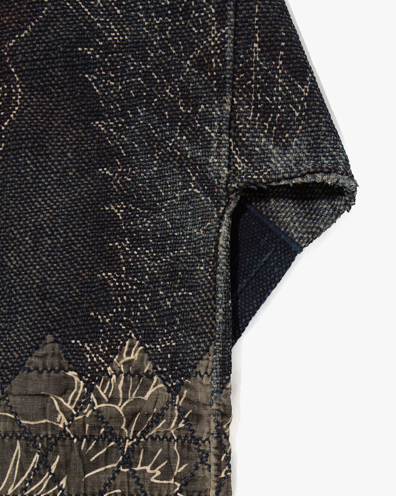 Vintage Fireman Jacket, Fully Sashiko Stitched, Indigo and Grey with Red Accent and Dragon - Image 13