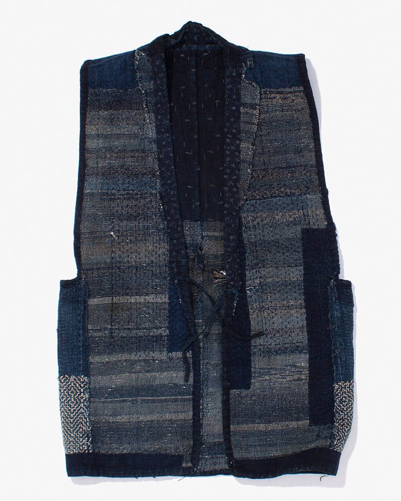 Vintage Noragi Vest, Reversible Boro, Indigo Sakiori and Kogin Sashiko Vest - Image 11