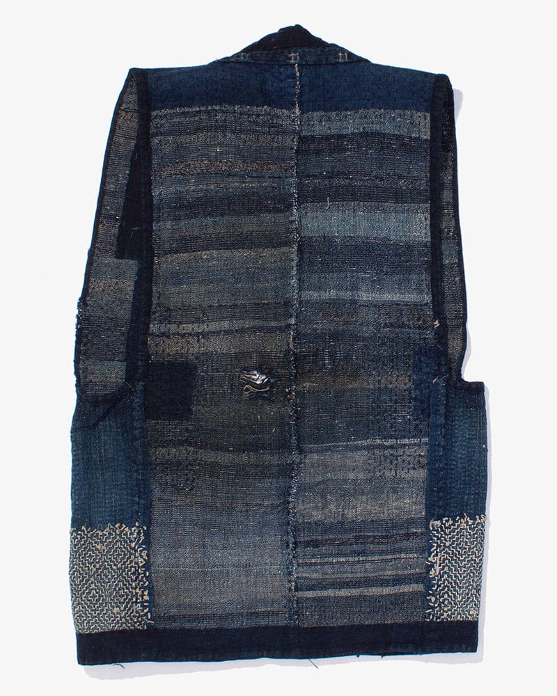Vintage Noragi Vest, Reversible Boro, Indigo Sakiori and Kogin Sashiko Vest - Image 12