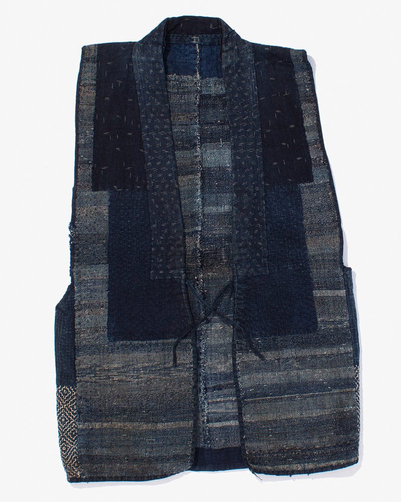 Vintage Noragi Vest, Reversible Boro, Indigo Sakiori and Kogin Sashiko Vest - Image 6