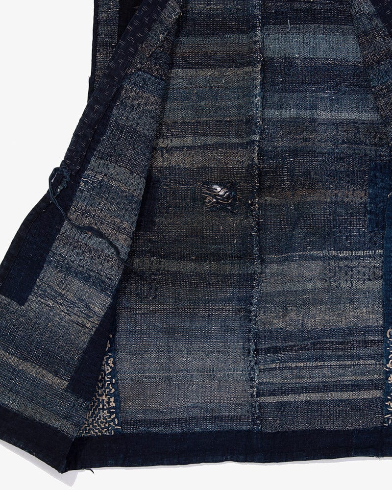 Vintage Noragi Vest, Reversible Boro, Indigo Sakiori and Kogin Sashiko Vest - Image 8