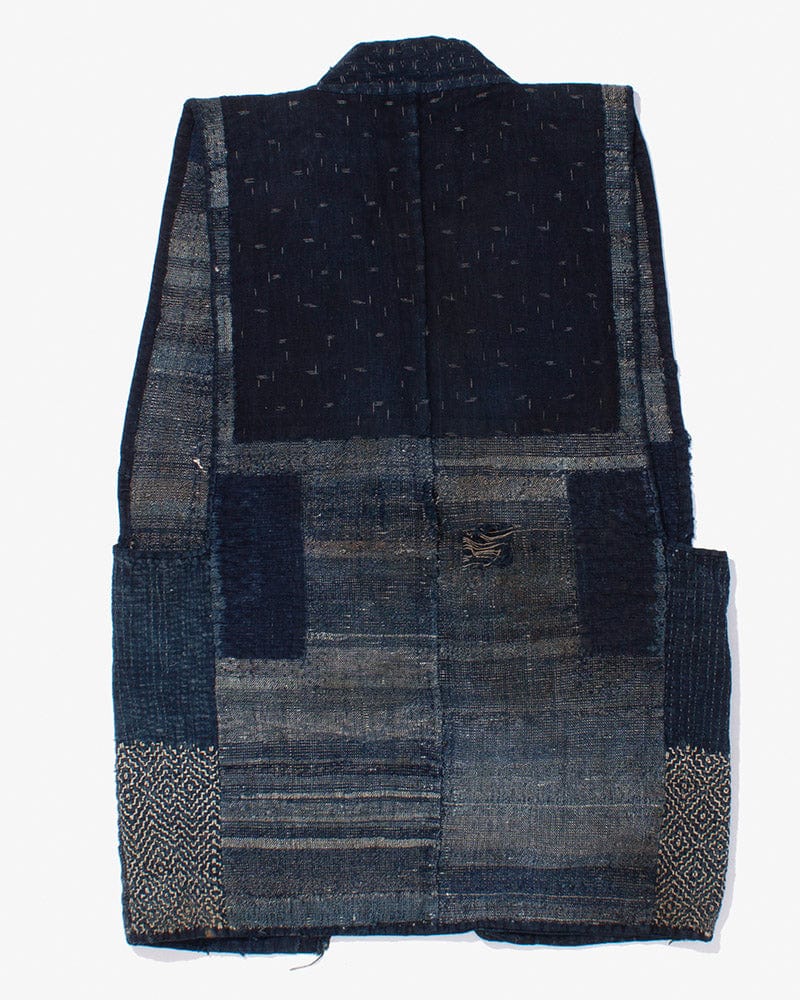 Vintage Noragi Vest, Reversible Boro, Indigo Sakiori and Kogin Sashiko Vest - Image 9