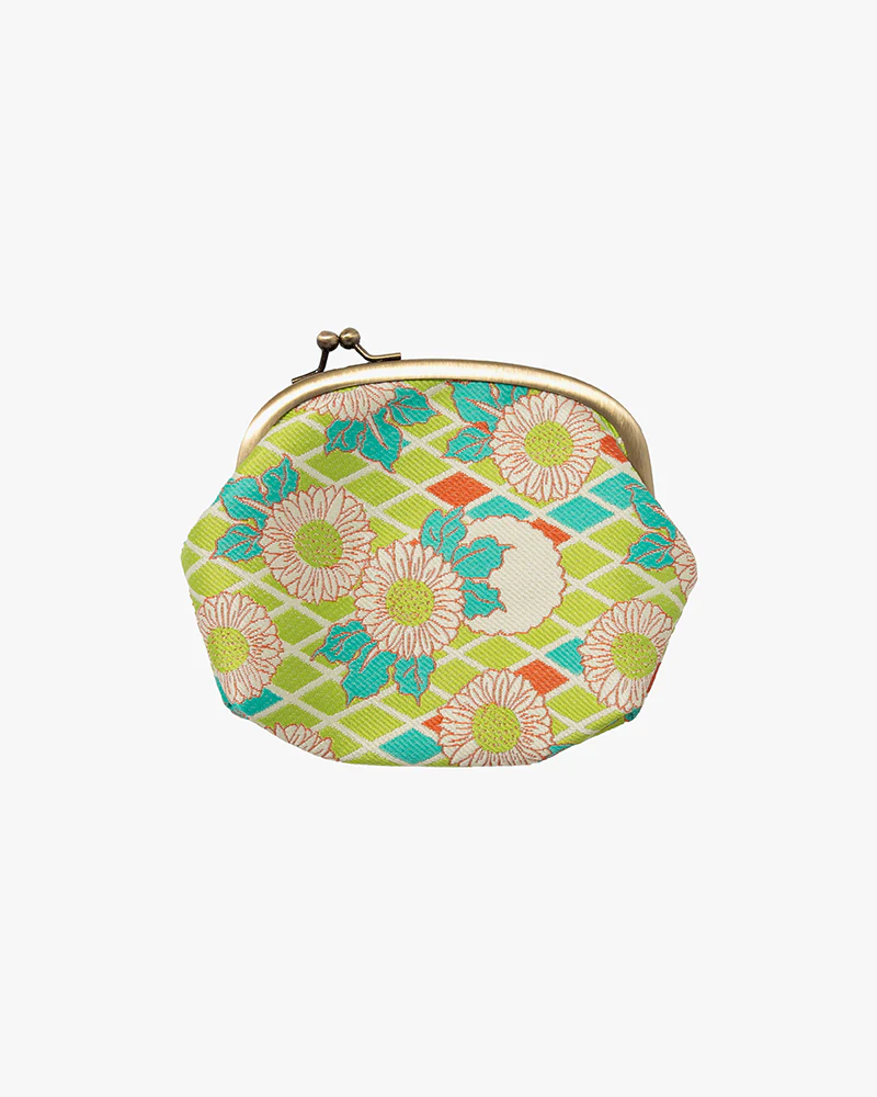 Wa Modern Clutch, Lime Green with Turquoise and Orange Sunflower - Image 2
